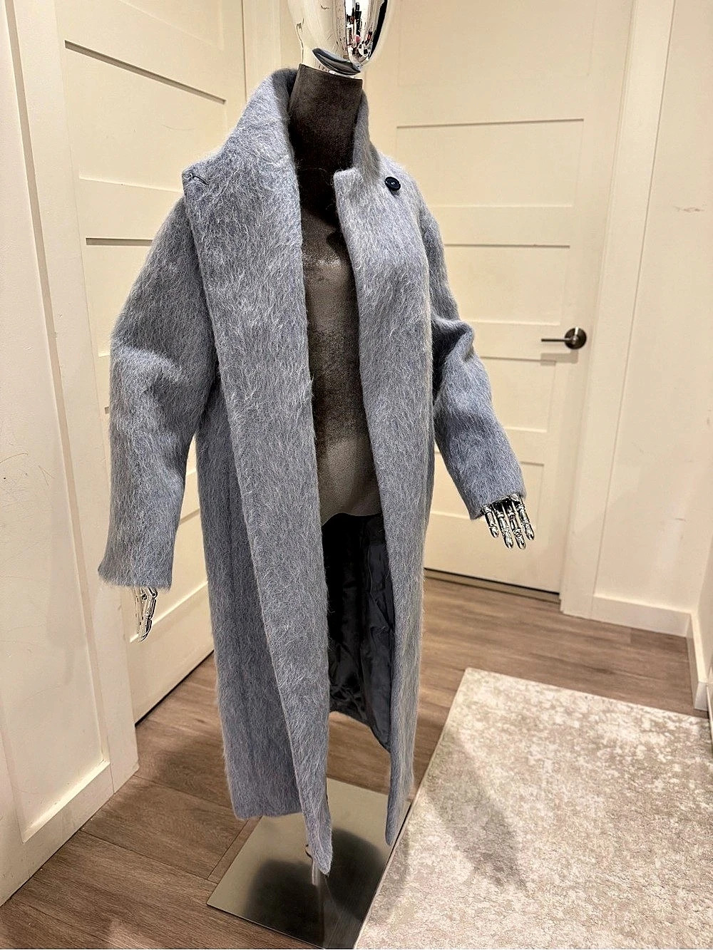 Zara Wool Collection Long Coat in Blue NWT